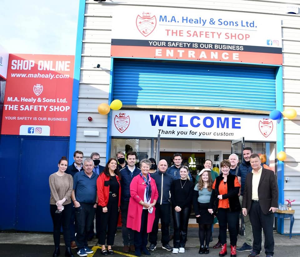 Staff at the opening of our new PPE and workwear store in Knockenrahan Industrial Estate, Arklow, in 2021.